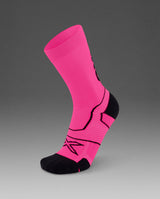 Vectr Cushion Crew Socks, Fuchsia/Black
