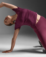 Fluid Modal Ribbed Crop Tee, Amaretto/White