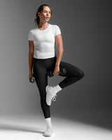 Fluid Modal Ribbed Crop Tee, White/White