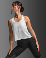 Light Speed React Crop Singlet, White/Silver Reflective