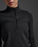 Flex Crop 1/2 Zip Long Sleeve, Black/Black