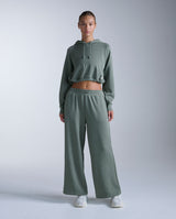 Wonderluxe Sand Washed Hoodie, Fern Green/White