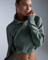 Wonderluxe Sand Washed Hoodie, Fern Green/White
