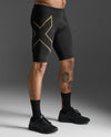 LIGHT SPEED COMPRESSION SHORTS - BLACK/GOLD REFLECTIVE