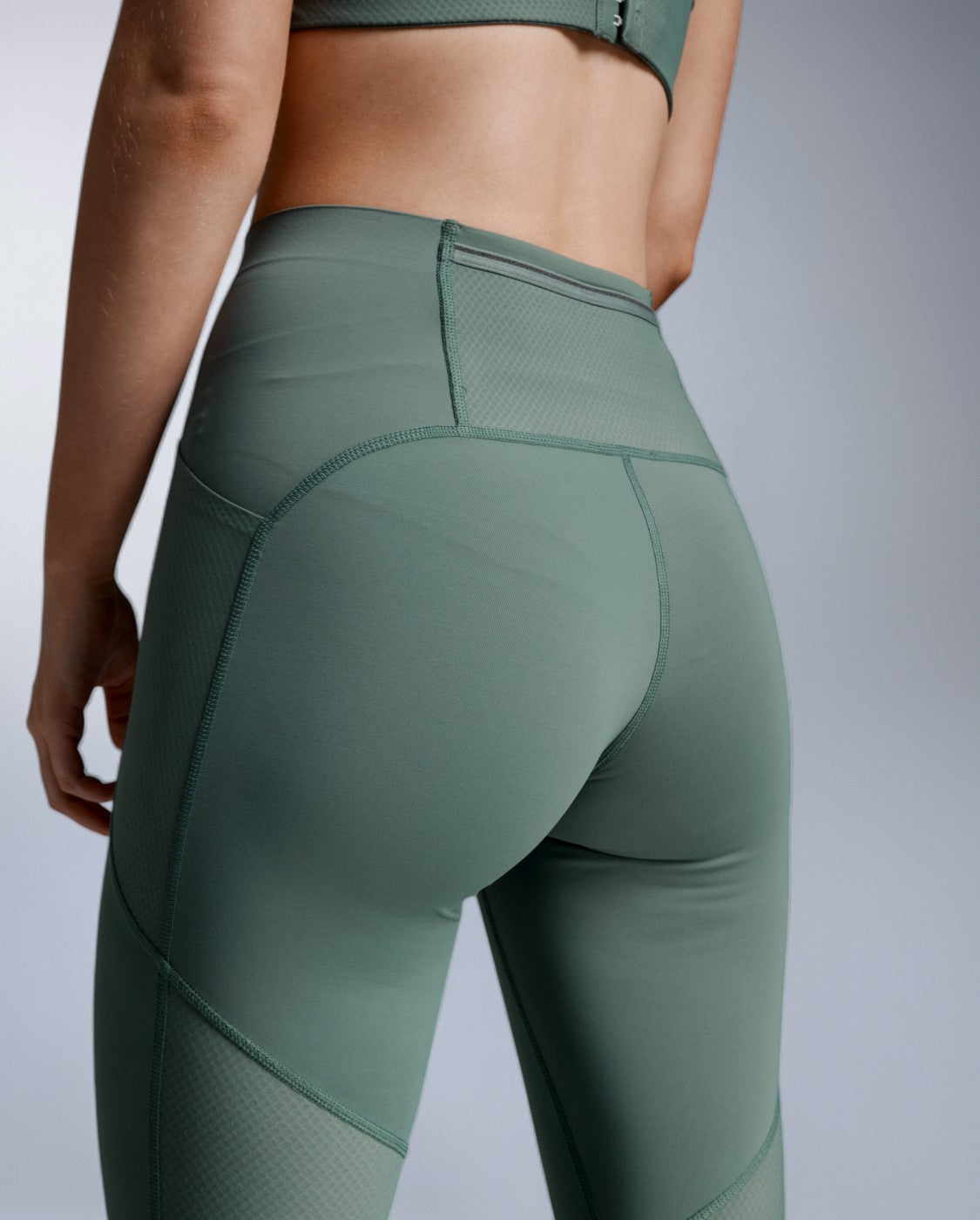 Aero Mesh Hi-Rise Compression Tights, Olive Leaf/Olive Leaf Reflective