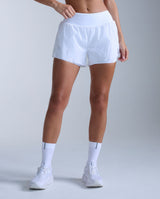 Aero Hi-Rise 2-In-1 3 Inch Shorts, White/Silver Reflective