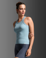 Fluid Modal Ribbed Tank, Chambray/White