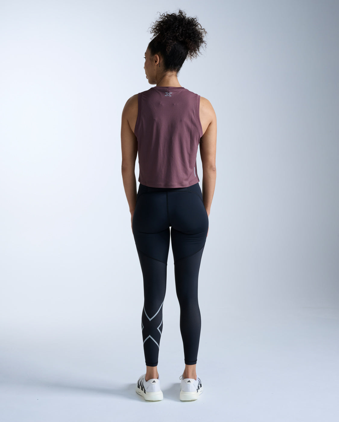 Aero Mesh Crop Tank, Currant/Silver Reflective