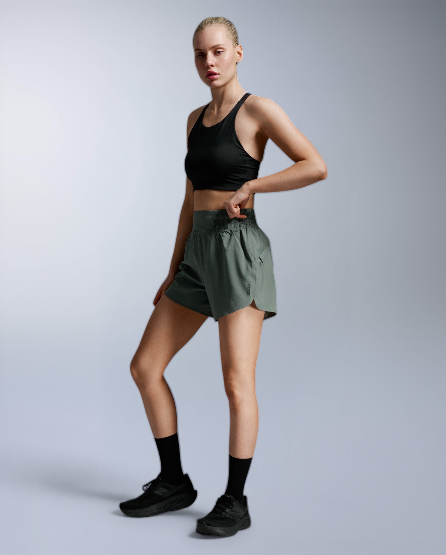 Aero Hi-Rise 4 Inch Shorts, Olive Leaf/Olive Leaf Reflective