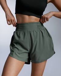 Aero Hi-Rise 4 Inch Shorts, Olive Leaf/Olive Leaf Reflective