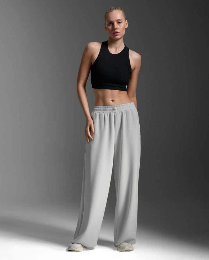 Wonderluxe Sand Washed Wide Leg Pants, Harbor Mist/White