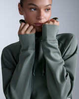 Wonderluxe Sand Washed Hoodie, Fern Green/White
