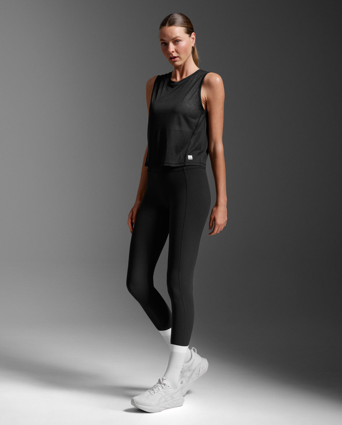 Relight Crop Tank, Black/White
