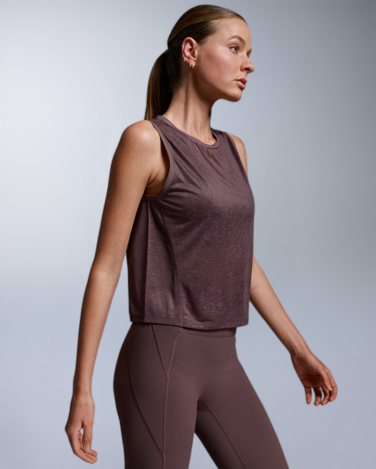 ReLight Crop Tank, Currant/White
