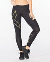 LIGHT SPEED MID-RISE COMPRESSION TIGHTS - BLACK/GOLD REFLECTIVE